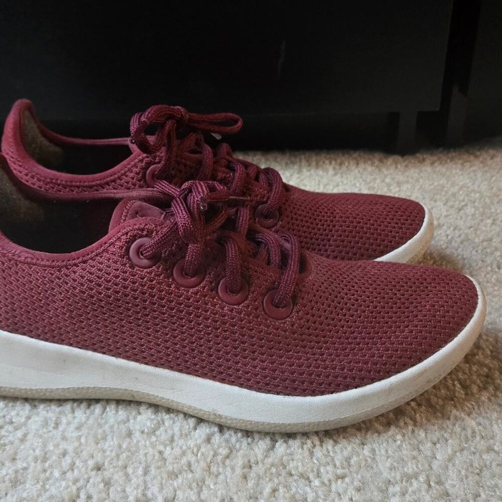 Allbirds Women's Athletic Shoes Burgundy Mesh Lace Up Sneakers 8